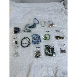 Mixed Gemstone Beaded Jewelry Bracelets & Earrings Agate Hematite Amethyst Jade